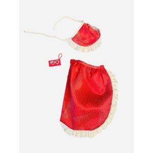 Vintage Barbie Clothing Red White   2 Piece Wrap around Skirt Ruffle